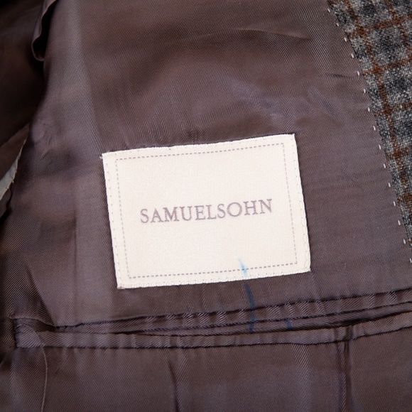 Samuelsohn Grey Check Wool Flannel Gable Blazer 42 - Picture 3 of 4